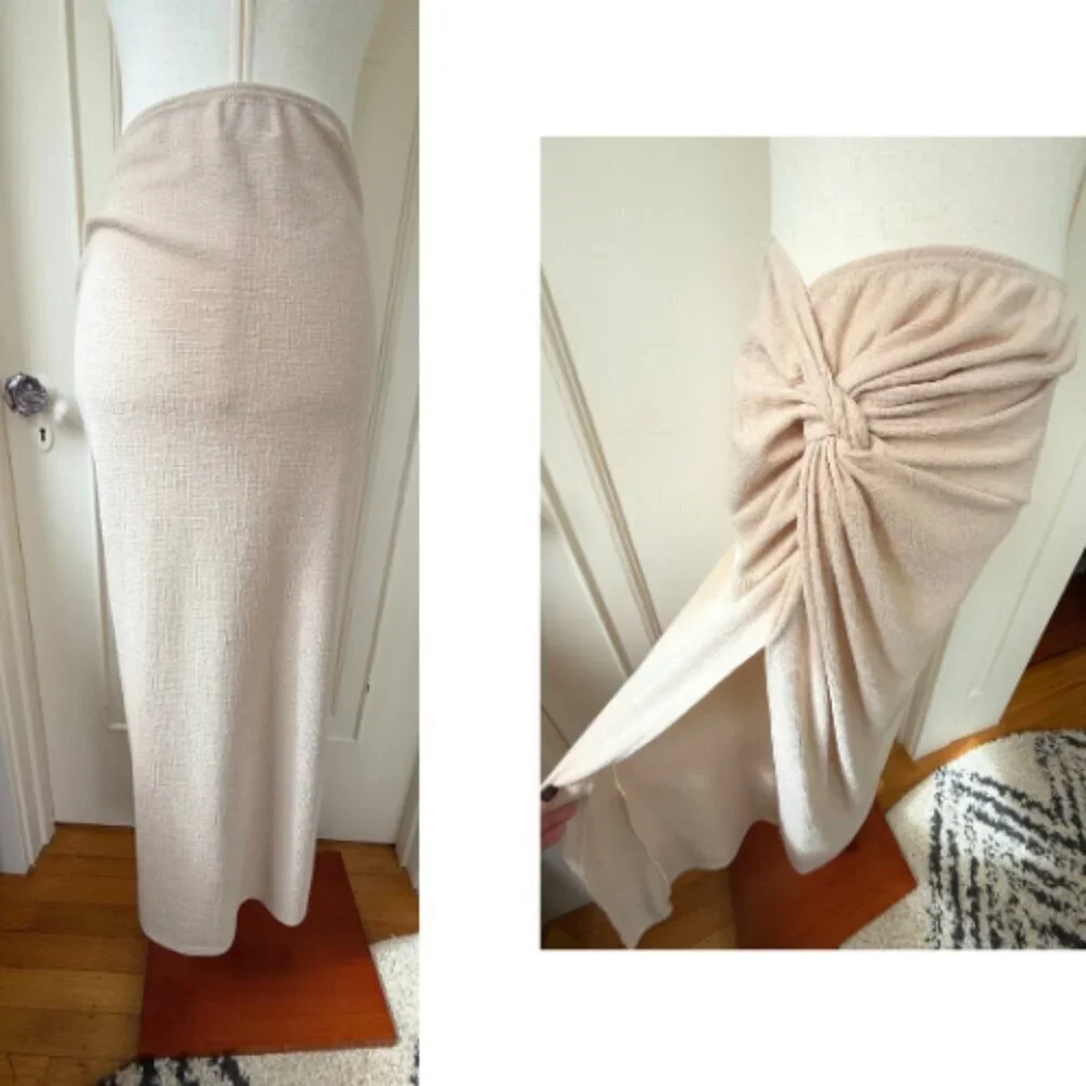 ASOS Cream Textured Twist Mdid Sarong Skirt Size 10